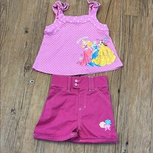 Disney Pink Polka Dot Princess Tank & Shorts Set Size 4T
